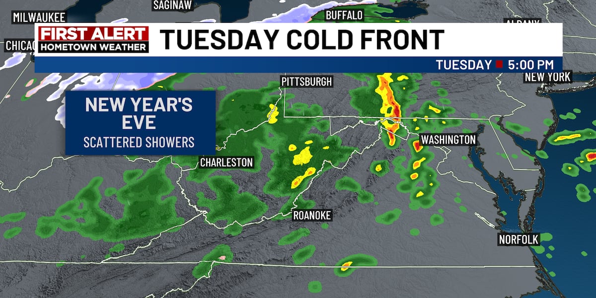 Stray showers followed by a colder, windy start to 2025.