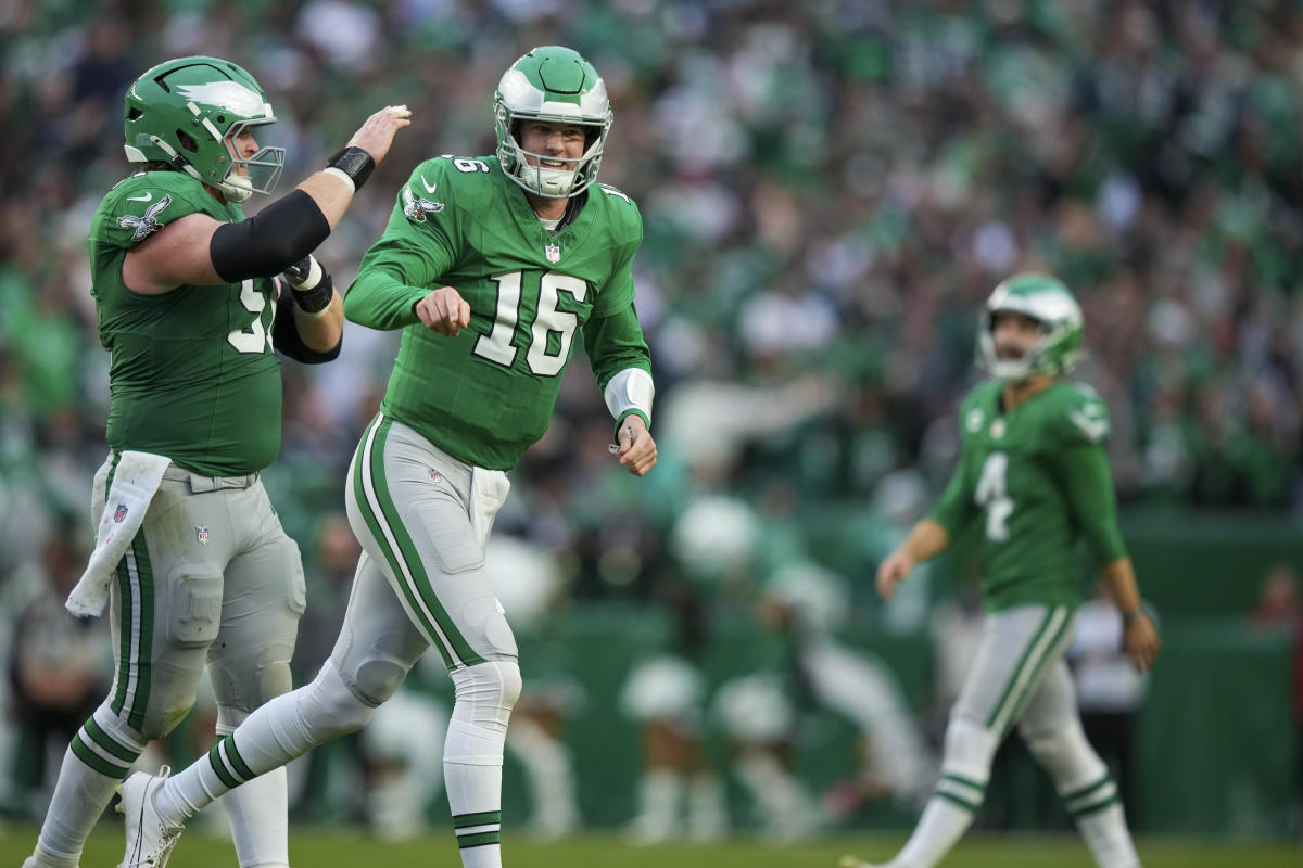 Eagles, ‘Big Dom’ retrieve 3rd-string QB Tanner McKee’s 1st career TD ball from fan after A.J. Brown throws it into stands