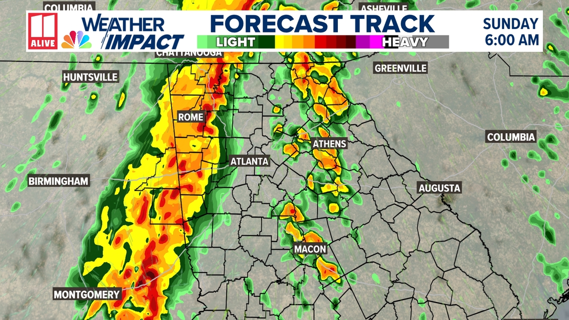 Strong line of storms impacting metro Atlanta, north Georgia