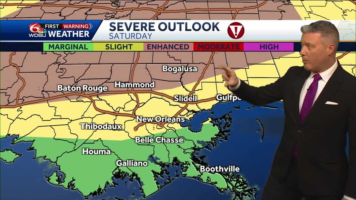 New Orleans weather forecast chance of severe weather tornadoes