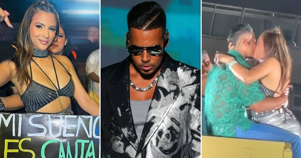 A fan kisses Romeo Santos at a concert, and her husband demands a divorce