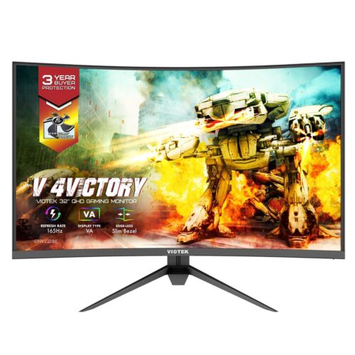 VIOTEK 32″ Curved Gaming Monitor 165Hz 2560x1440p QHD 120% sRGB G-SYNC FreeSync