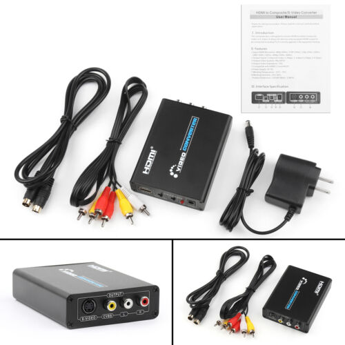 HDM to 3 RCA AV+S-Video CVBS Composite R/L Audio 1080P Converter US Plug E4