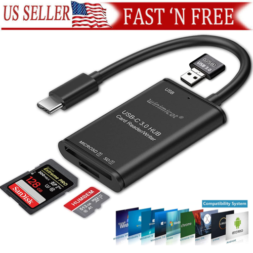 USB C to SD Card Reader Writer OTG Adapter Micro Memory Card Reader Card Reader