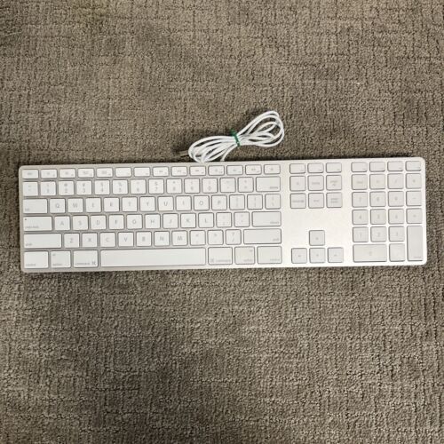 TESTED Genuine Apple A1243 Slim Aluminium USB Wired Keyboard With Numeric Keypad