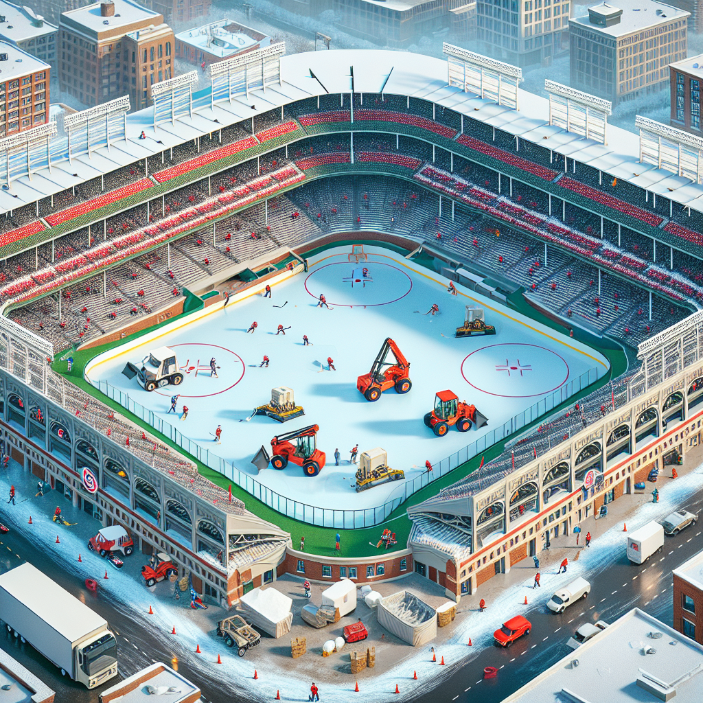 Wrigley Field Gets Ready to Host Winter Classic with Ice Hockey Transformation