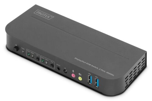 DIGITUS 2-Port KVM-Switch – 2x DP-1x DP/HDMI 2.0 Out – Single-Display – UHD 4K@6