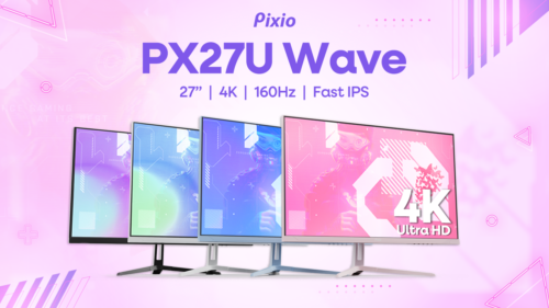 Pixio PX27U Wave 27″ 4K UHD Fast IPS 160Hz Gaming Monitor Black White Pink Blue