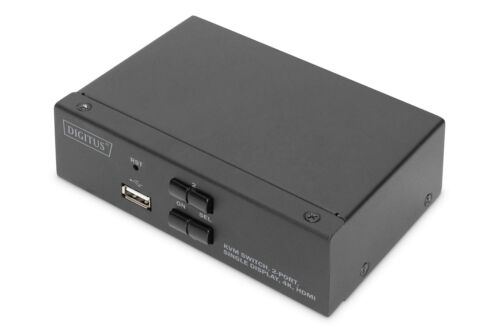 2-port DIGITUS KVM switch – 2x DP-1x DP/HDMI 2.0 Out – Single display – UHD 4K@6