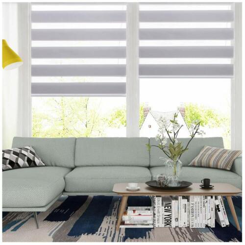 Horizontal Window Shade Blind Zebra Dual Roller Blinds Curtains,Easy to Install