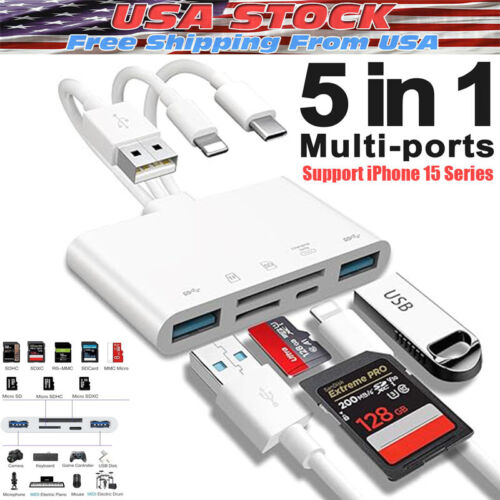 5 in 1 Memory Card Reader USB 3.0 OTG Adapter SD Card Reader For iPhone/iPad