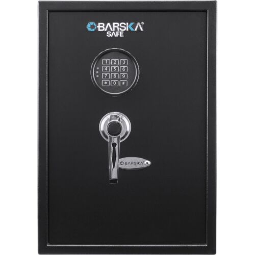 Black numeric keypad, safe deposit box, bank security level