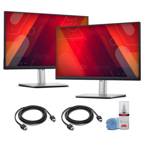 2 x Dell P2222H 22″ Full HD 1080p, 16:9 IPS Monitor + 2 x HDMI Cable + More