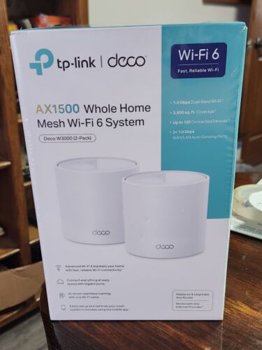 Brand New TP-Link deco AX1500 Whole Home Mesh Wi-Fi 6 System 2-Pack NIB