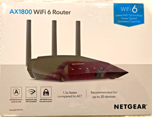 NETGEAR Nighthawk RAX10 Dual-Band Wi-Fi 6 Router Model RAX10 (NEW/SEALED BOX)