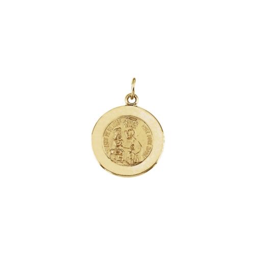 14K Yellow Gold 15 mm Round St. Anne de Beau Pre Medal Pendant for Women 1.21gm