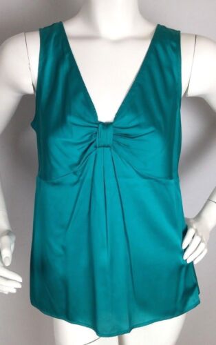 ANN TAYLOR Blouse Sz 6 Blue Cyan Teal Sleeveless Silk