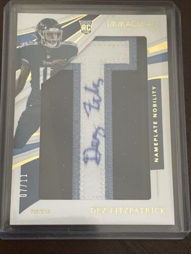 2021 Immaculate Dez Fitzpatrick Rookie  Numbers 3 Color RPA /11 Titans RNN-DF