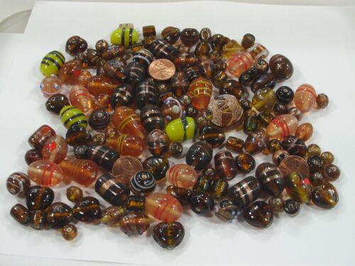 2 Pounds Assorted Brown Multicolor Glass Beads Wholesale Bulk Lot Sale (DNN-4)