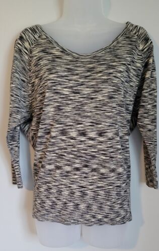 Ann Taylor LOFT Gray Black Brown Marled Wool Blend top sz small