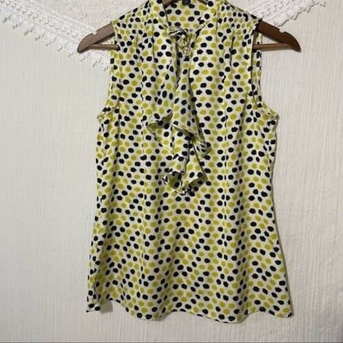 Ann Taylor Polka Dot Ruffle Tie Sleeveless Blouse – Size MP