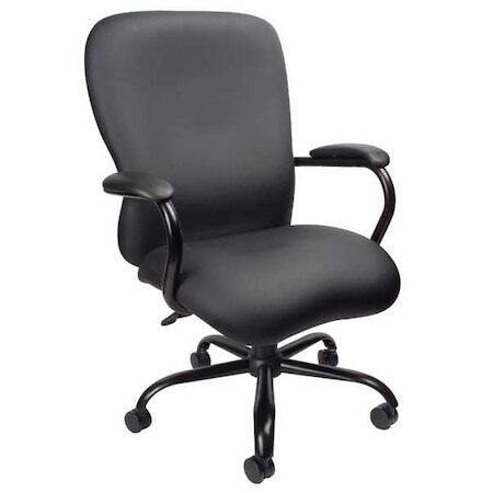 Zoro Select 6Gnn9 Vinyl Executive Chair, 19″ To 22″, Fixed Arms, Black