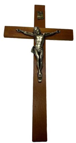 Vintage INRI Jesus Christ Crucifix Cross Wall Hanging 12″ Wood & Metal (RNN)