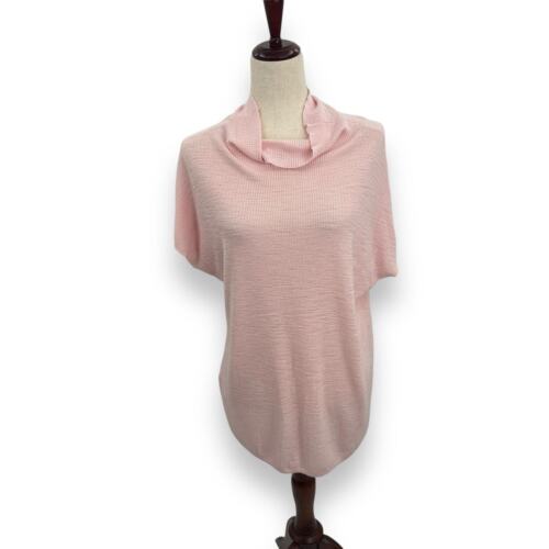 Lou & Grey Cowl Neck Dolman Top Size Small Light Pink Heathered Burnout Knit EUC