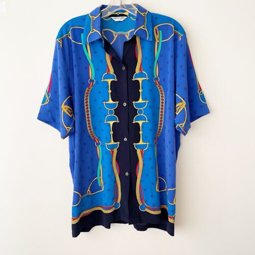 VINTAGE Miss Ann International unisex Baroque Blouse, Size M / L button up shirt