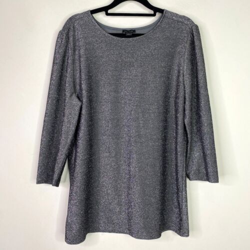 Ann Taylor Silver 3/4 Sleeve Blouse Women’s Size Large