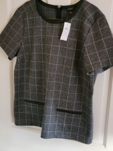 Ann Taylor Blouse Top Women’s S/S Faux Leather Accents Tunic Black Large $69.99