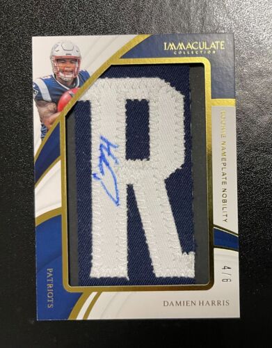 2019 Immaculate Damien Harris Rookie Nameplate Nobility Auto 4/6 Patriots Bama