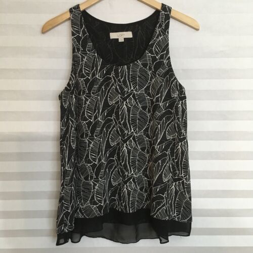 Ann Taylor LOFT Women’s Blouse Sleeveless Scoop Neck Size S Overlay Semi Sheer