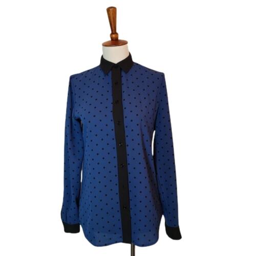 Anne Klein Polka Dot Blue Button Down Shirt 0 NWT