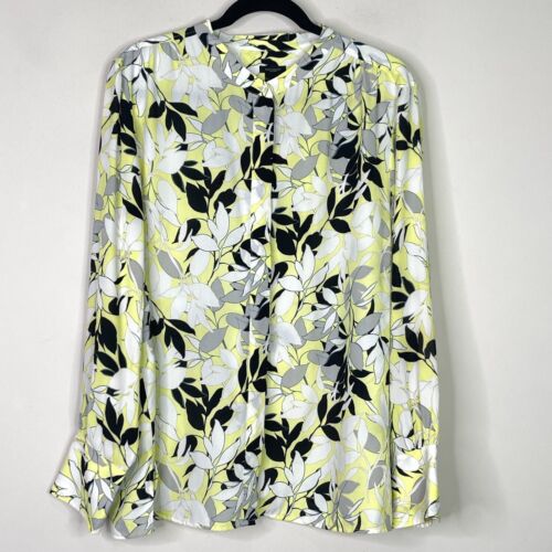 Ann Taylor Leaf Print Long Sleeve Blouse Women’s Size XL