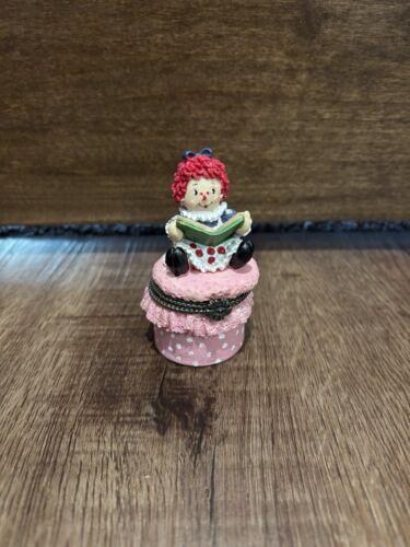 Raggedy Ann Trinket Box Ornament Resin  Vintage 3”