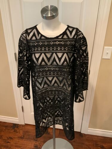 Anne Fontaine Black Open Knit Sheer Lagune Cover-Up Top Size 10 (US) 42 (EU)