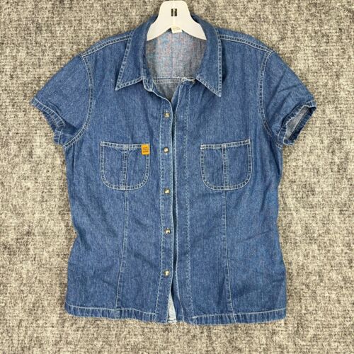 Anne Klein Womens Denim Shirt 10 Chore Cowgirl Farm Vintage 1980s