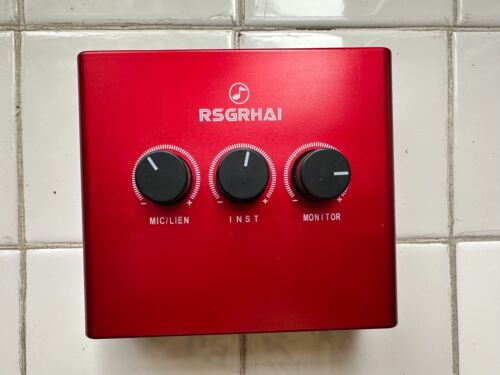 RSGRHAI USB Audio Interface, 3 Knobs, Red, USED