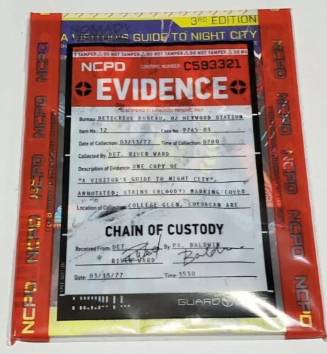 Cyberpunk 2077 Guide to Night City Sealed Evidence Bag from Collector’s Edition