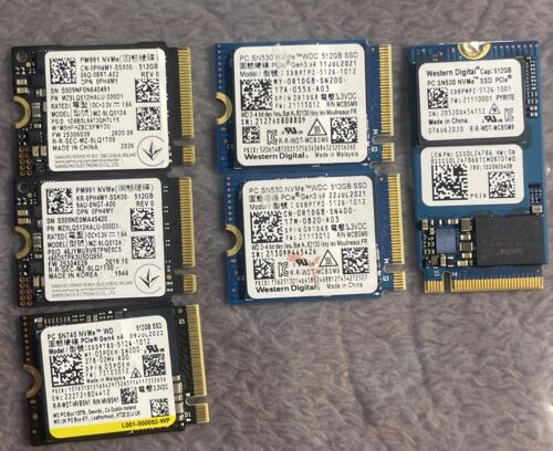 Lot of 6 Mixed Brands SAMSUNG MZ-9LQ512A 512GB 2230 M.2 NVME DELL 0PH4MY SSD