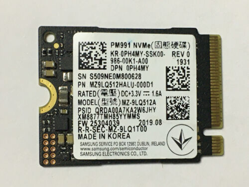 SAMSUNG PM991 PCIe NVMe M.2 2230 MZ-9LQ512A 512GB SSD For Steam Deck HP Laptop