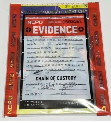 Cyberpunk 2077 Guide to Night City Sealed Evidence Bag from Collector’s Edition