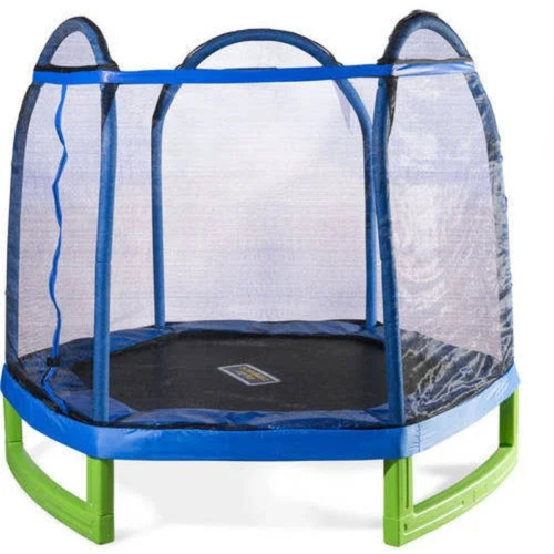 7-Foot My First Trampoline Hexagon (Ages 3-10) for Kids, Blue/Green