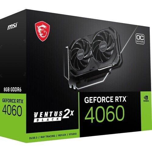 MSI GeForce RTX 4060 VENTUS 2X BLACK OC video card 8GB of GDDR6 RAM 128 bit