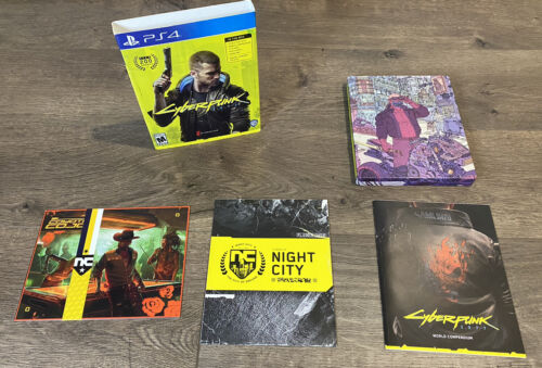 Cyberpunk 2077 – PS4 w/Collector Steel Case, Postcards, Map, Game!