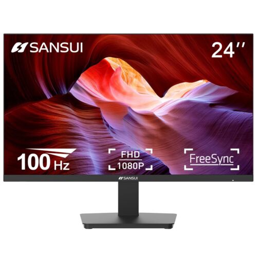 SANSUI Monitor 24 Inch 100Hz PC Monitor HDMI VGA Ports VESA Mount FHD Compute…