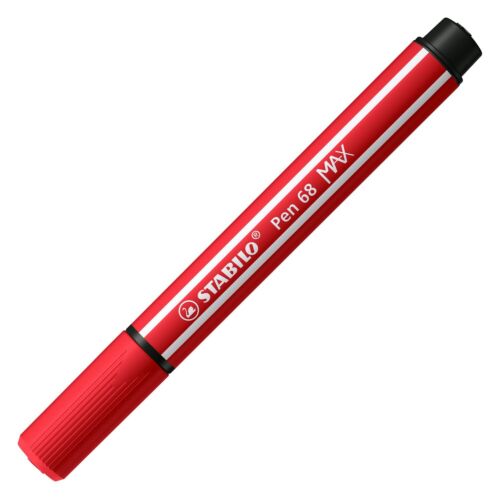 Stabilo Pen 68 Max Felt Tip Pen with Thick Chisel Point Crimson Red