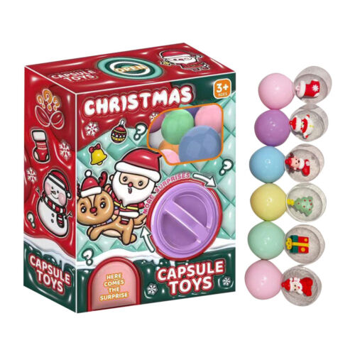 Kids Vending Machine Toy Christmas Toy Safe Candy Dispenser with 6 Gashapon