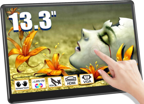 13.3″ Industrial Monitor 1920*1080 Touchscreen VGA HDMI USB LCD Display w/VESA